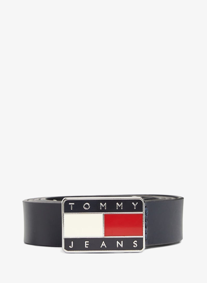 TOMMY JEANS Heritage Plaque Buckle Leather Belt - Image 2
